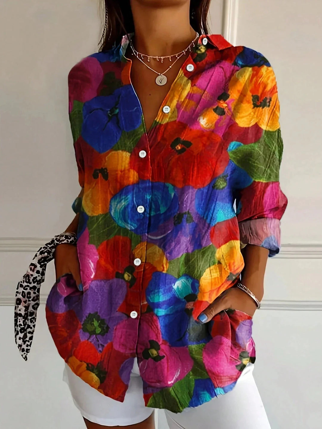 Women's Colorful Playful Print Blouse | Long Sleeve