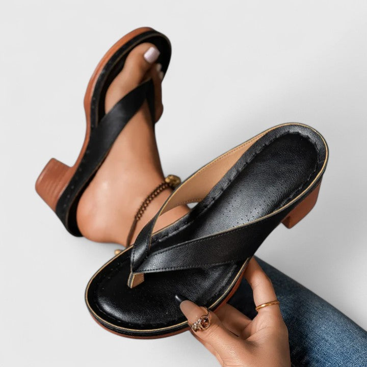 Women's Summer Thong Block Heel Sandals | Orthopedic
