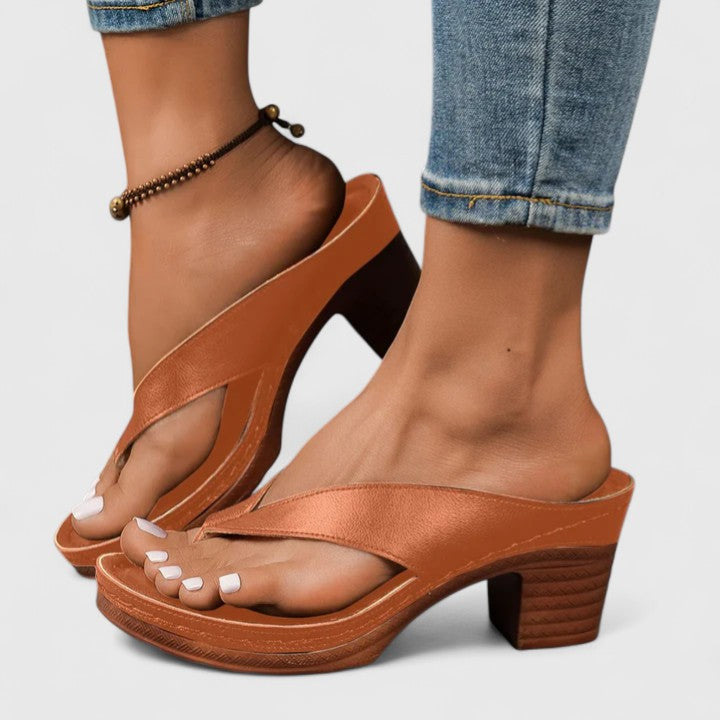 Women's Summer Thong Block Heel Sandals | Orthopedic