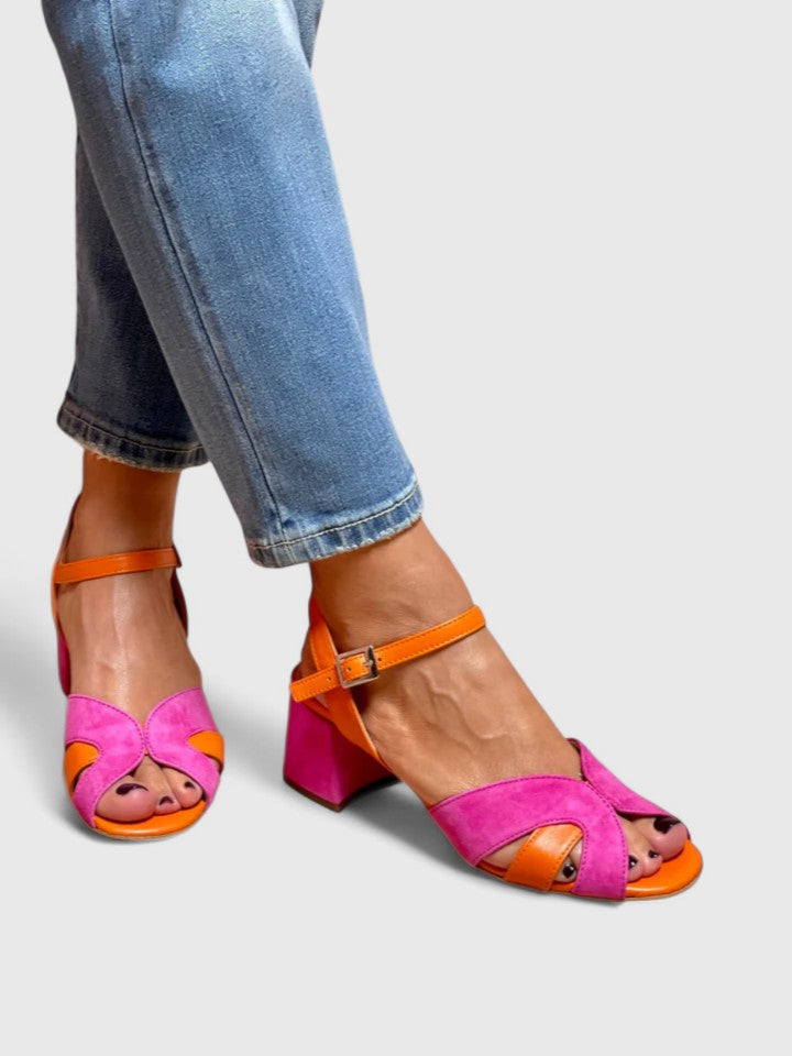 Women's Two Tone Block Heel Sandals | Orthopedic