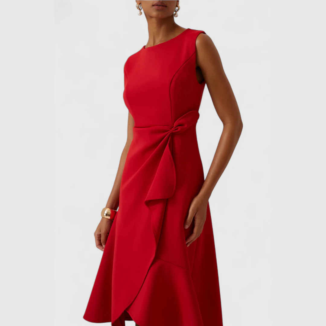 Women's Formal Draped Asymmetric Dress | Midi