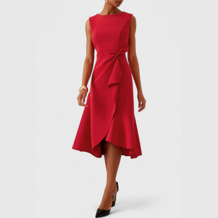 Women's Formal Draped Asymmetric Dress | Midi
