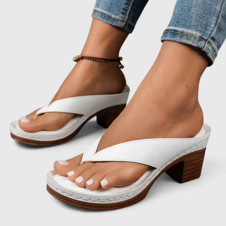 Women's Summer Thong Block Heel Sandals | Orthopedic