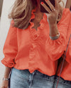 Women's Elegant Ruffle Neck Blouse | Long Sleeves