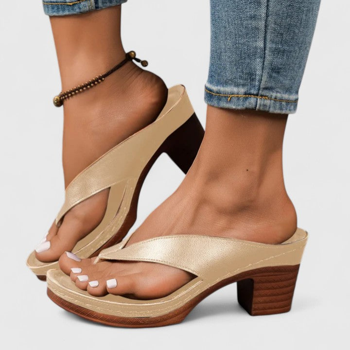 Women's Summer Thong Block Heel Sandals | Orthopedic