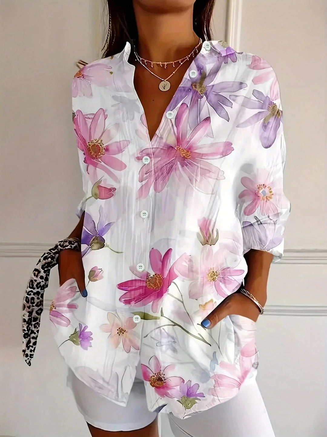 Women's Colorful Playful Print Blouse | Long Sleeve