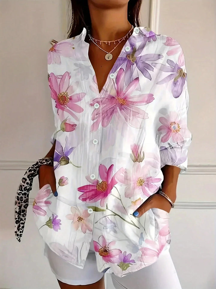 Women's Colorful Playful Print Blouse | Long Sleeve