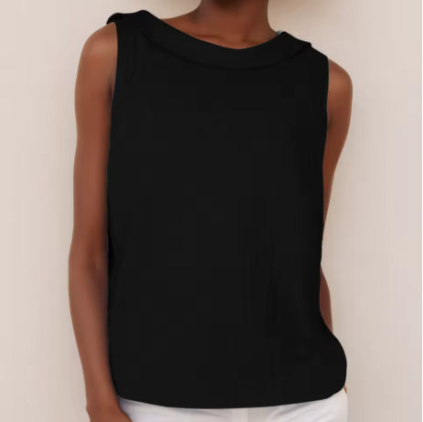 Women's Summer Casual Rolled Collar Top | Sleeveless