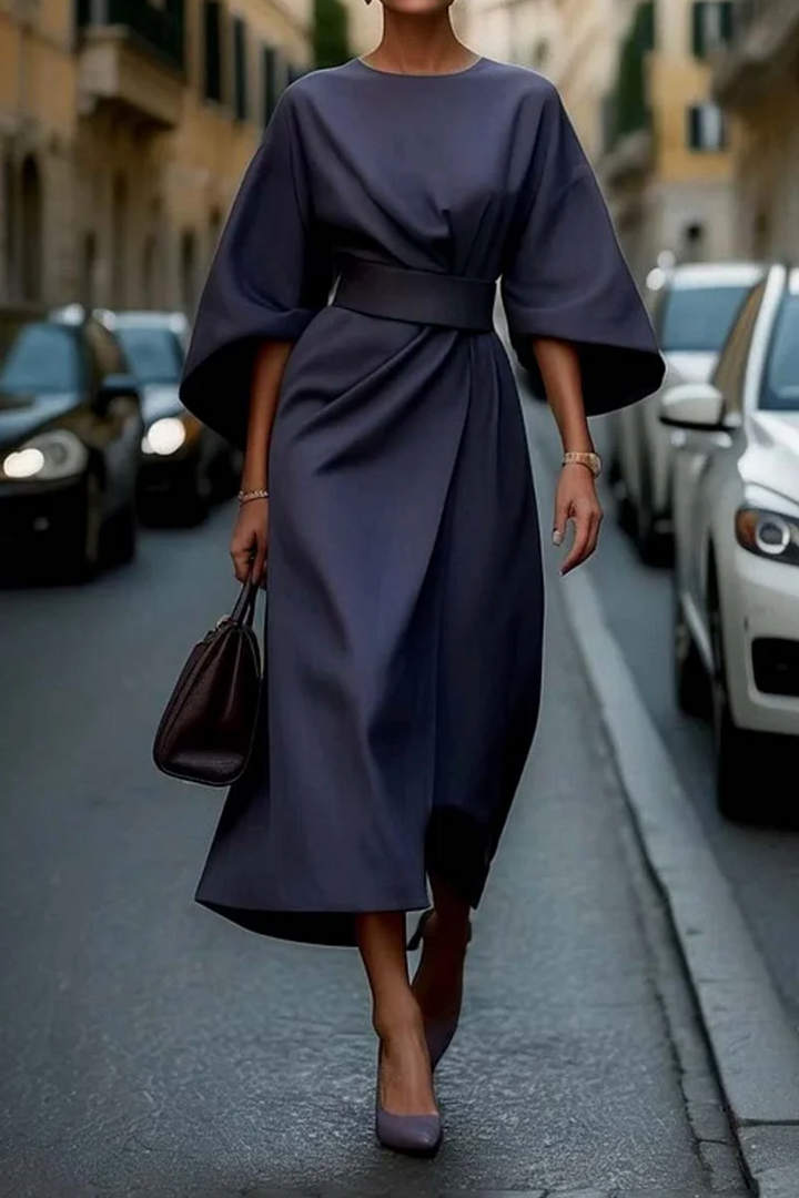 Women's Elegant Wrap Style Formal Flared Sleeve Dress | Midi
