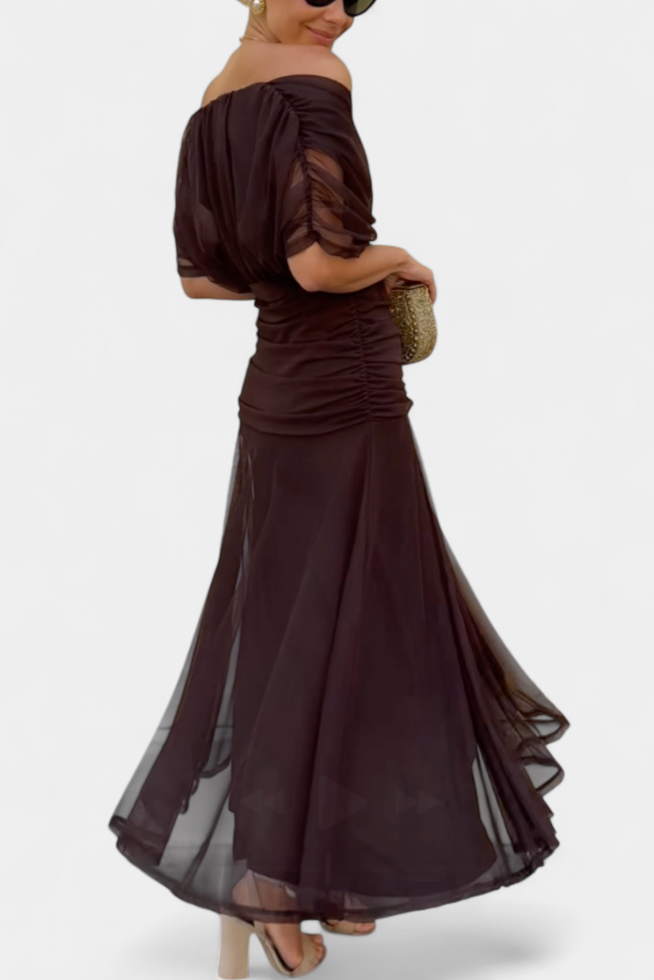 Women's Elegant Wedding Guest Off Shoulder Dress | Maxi
