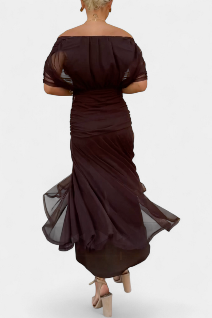 Women's Elegant Wedding Guest Off Shoulder Dress | Maxi