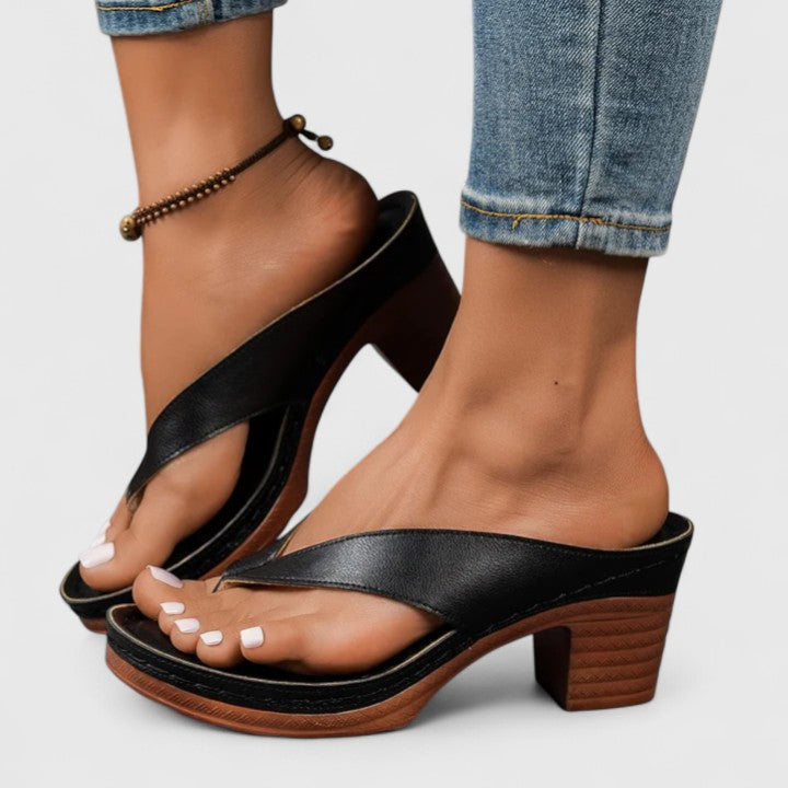 Women's Summer Thong Block Heel Sandals | Orthopedic