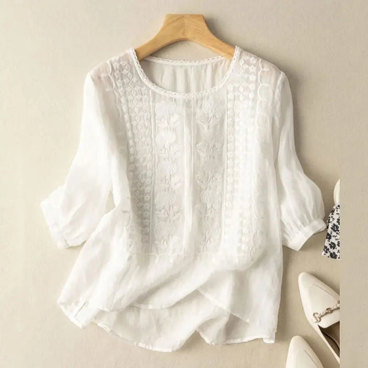 Women's Casual Loose Fit Floral Pattern Blouse | Three Quarter Sleeves