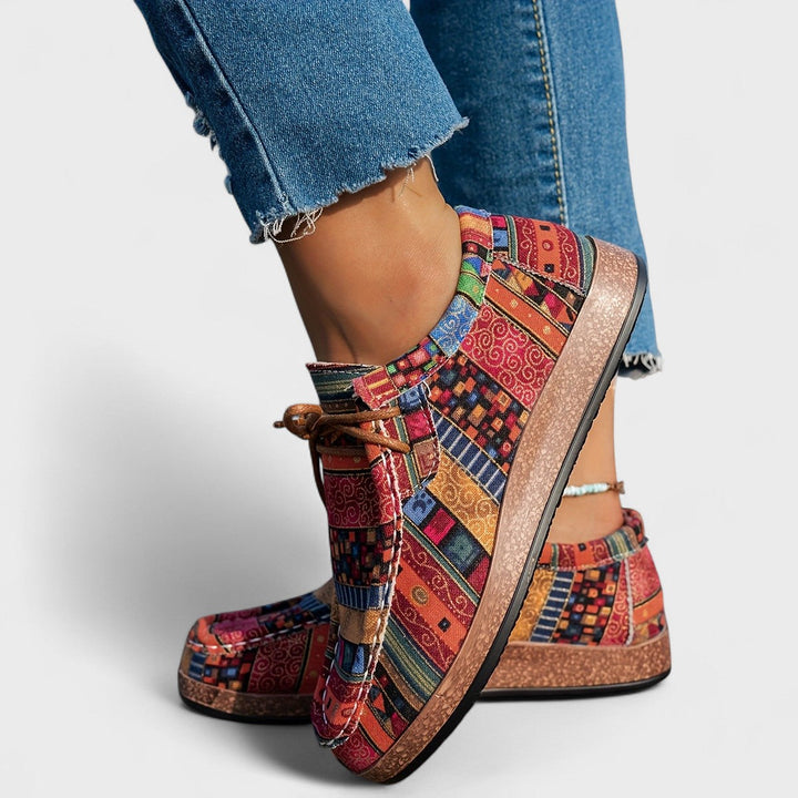 Women's Boho Orthopedic Lace-Up Sneakers | Walking
