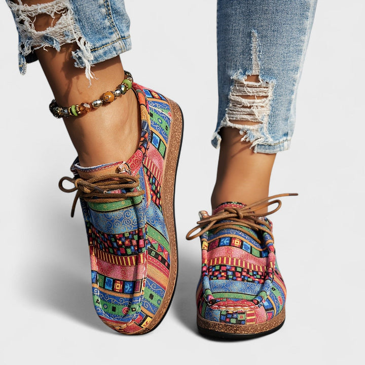 Women's Boho Orthopedic Lace-Up Sneakers | Walking