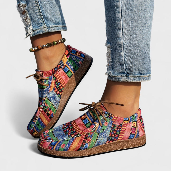 Women's Boho Orthopedic Lace-Up Sneakers | Walking