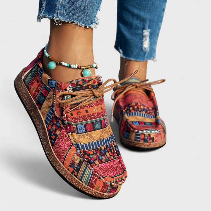Women's Boho Orthopedic Lace-Up Sneakers | Walking