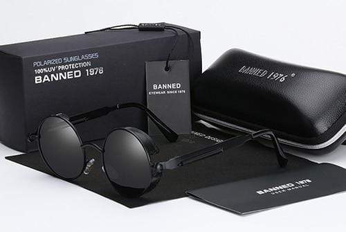 Men's Retro Steampunk Design Round Sunglasses | Polarized