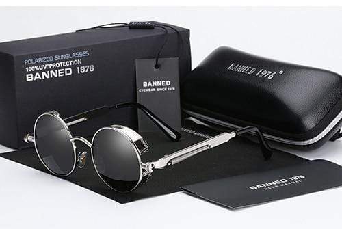 Men's Retro Steampunk Design Round Sunglasses | Polarized