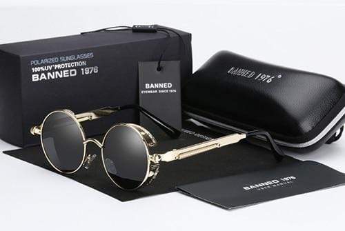 Men's Retro Steampunk Design Round Sunglasses | Polarized