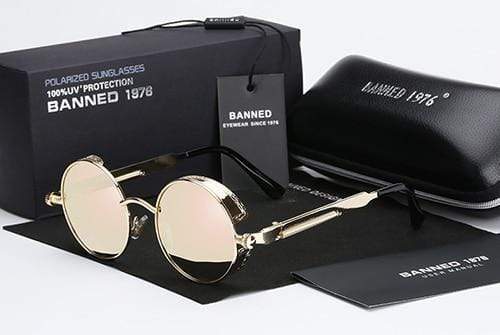 Men's Retro Steampunk Design Round Sunglasses | Polarized