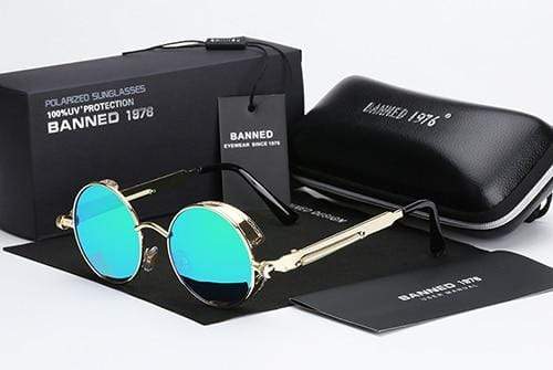 Men's Retro Steampunk Design Round Sunglasses | Polarized