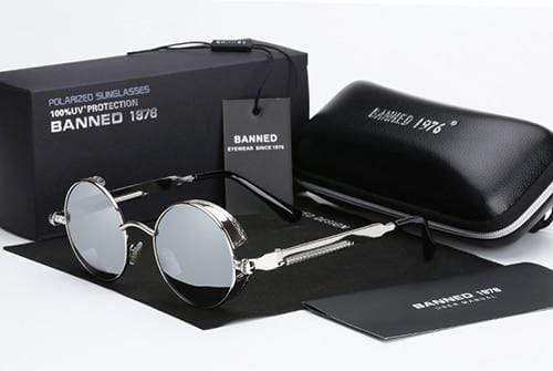 Men's Retro Steampunk Design Round Sunglasses | Polarized