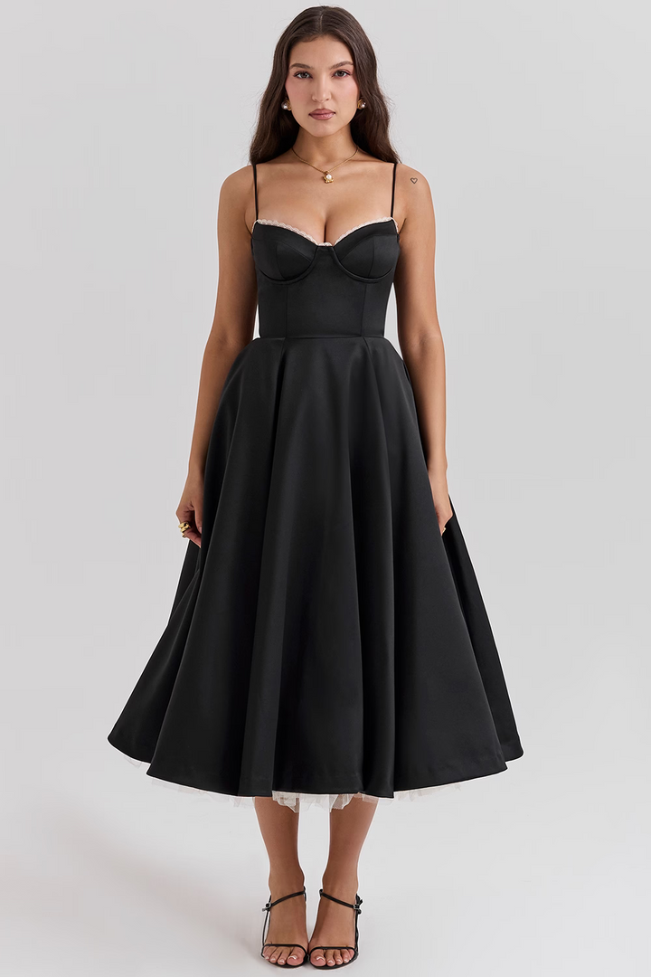 Women's Elegant Prom Spaghetti Strap Dress | Midi