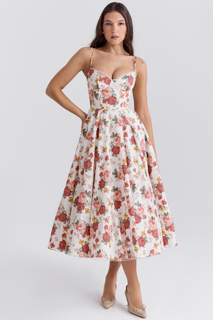 Women's Elegant Prom Spaghetti Strap Dress | Midi