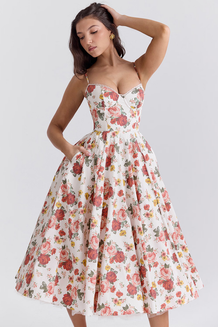 Women's Elegant Prom Spaghetti Strap Dress | Midi
