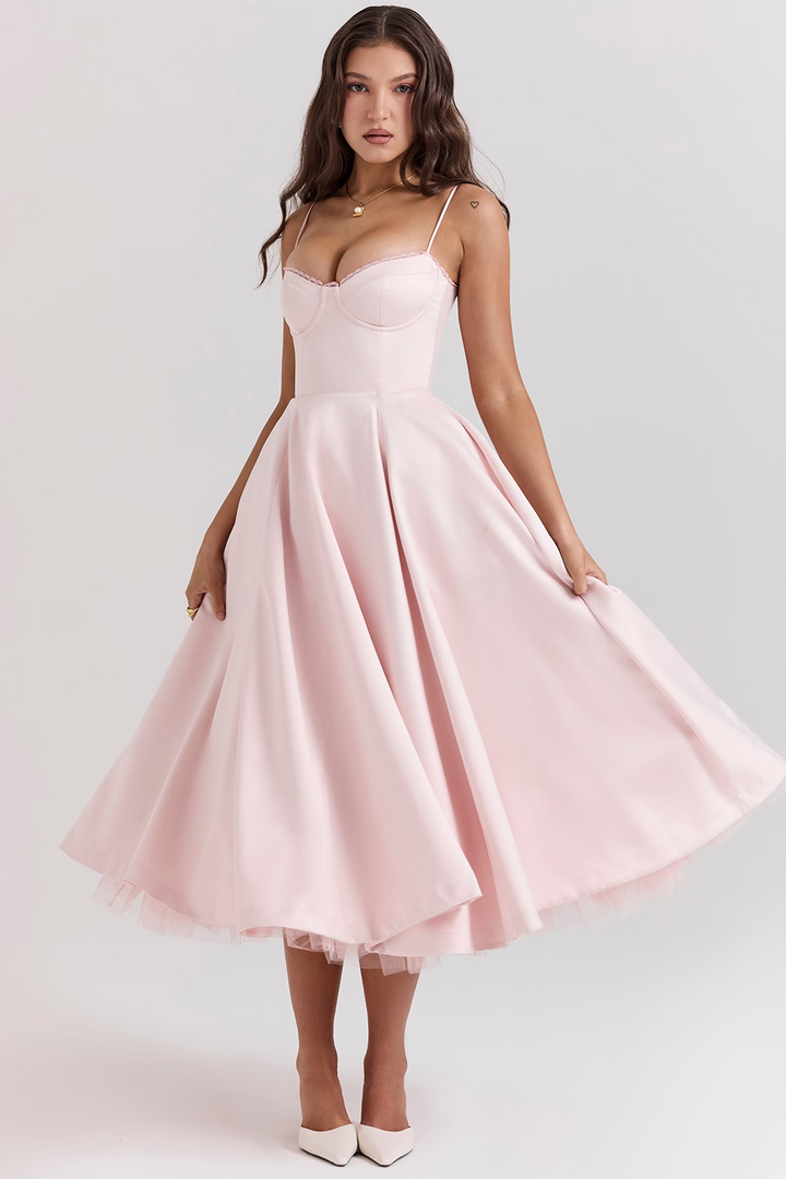 Women's Elegant Prom Spaghetti Strap Dress | Midi