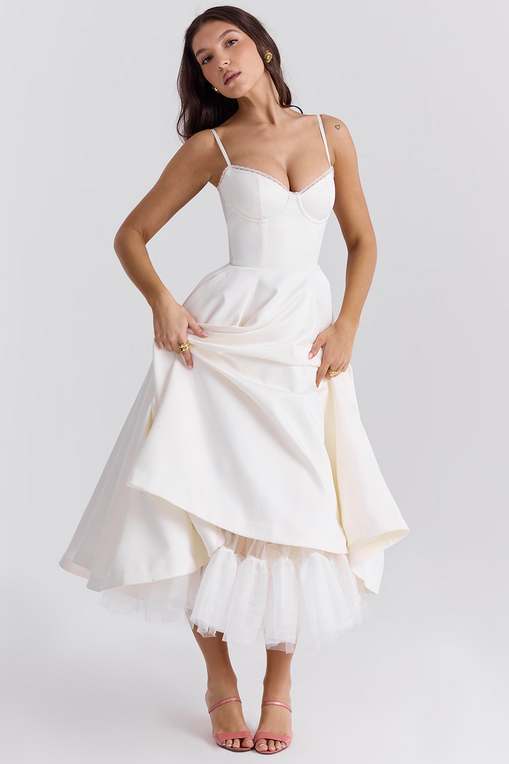 Women's Elegant Prom Spaghetti Strap Dress | Midi