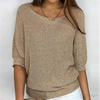 Women's Elegant Round Neck Top | Three Quarter Sleeves