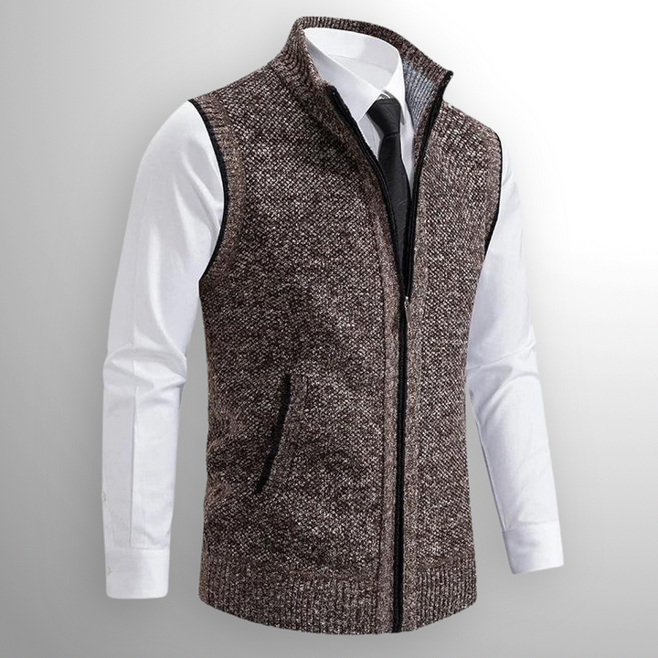 Men's Elegant Stand Collar Vest with Pockets | Full Zip