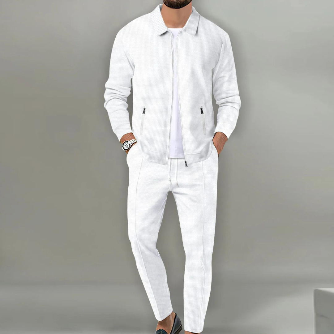 Men's Casual Zip Up Jacket and Drawstring Pants Set | Two Piece
