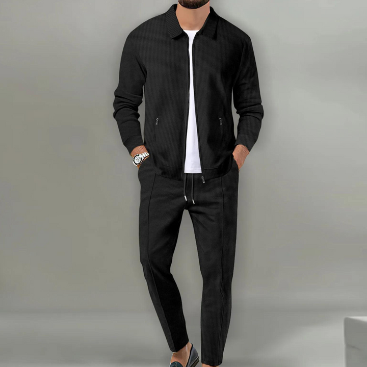 Men's Casual Zip Up Jacket and Drawstring Pants Set | Two Piece