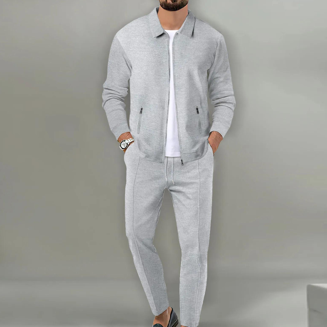 Men's Casual Zip Up Jacket and Drawstring Pants Set | Two Piece
