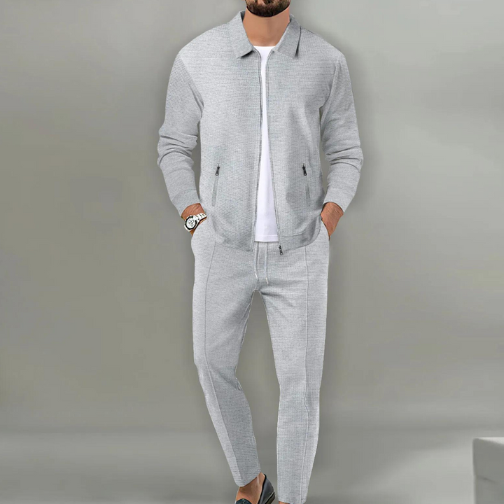 Men's Casual Zip Up Jacket and Drawstring Pants Set | Two Piece