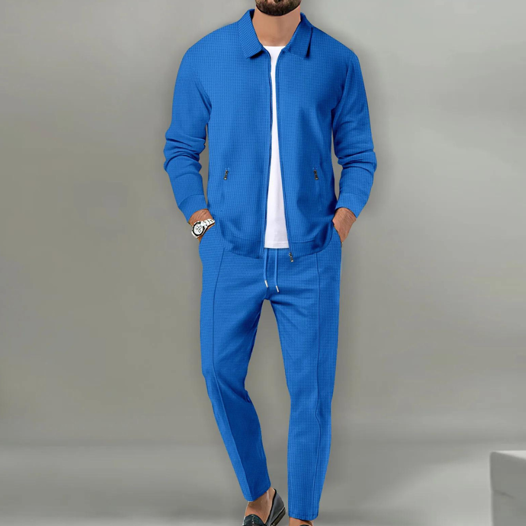 Men's Casual Zip Up Jacket and Drawstring Pants Set | Two Piece