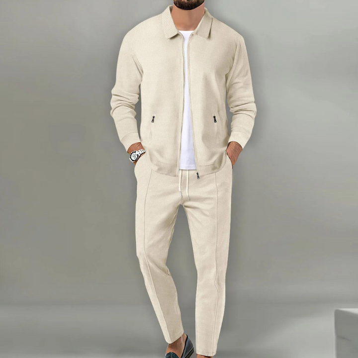 Men's Casual Zip Up Jacket and Drawstring Pants Set | Two Piece