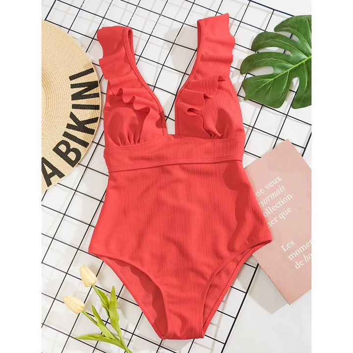 Women's Chique Fluttered V-Neck Swimsuit | One Piece