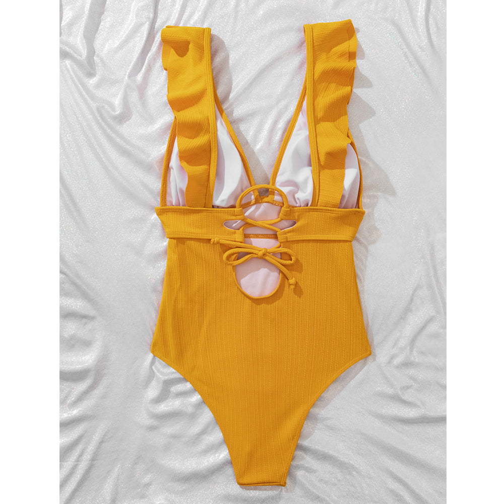 Women's Chique Fluttered V-Neck Swimsuit | One Piece