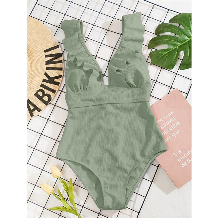 Women's Chique Fluttered V-Neck Swimsuit | One Piece