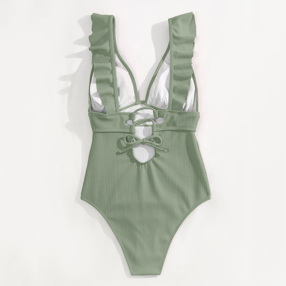 Women's Chique Fluttered V-Neck Swimsuit | One Piece