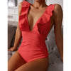 Women's Chique Fluttered V-Neck Swimsuit | One Piece