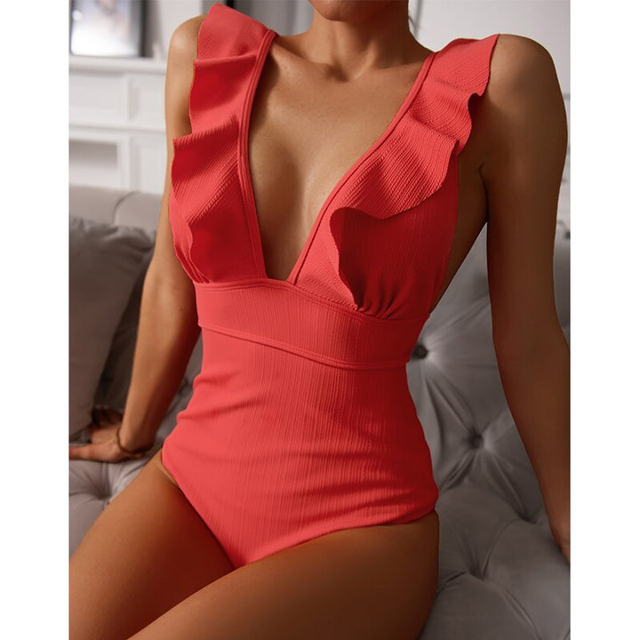 Women's Chique Fluttered V-Neck Swimsuit | One Piece