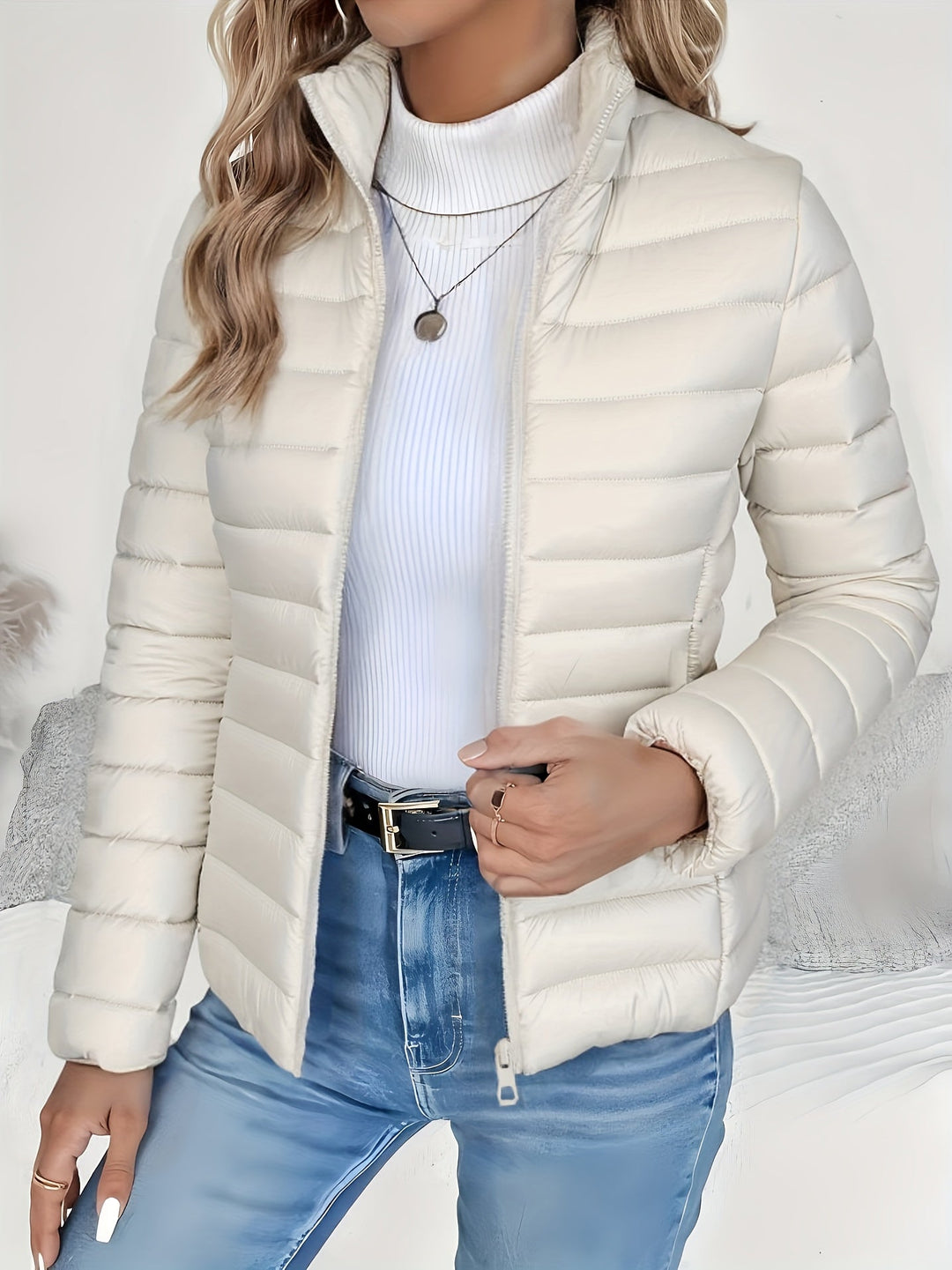 Women's Stand Up Collar Puffer Jacket | Winter