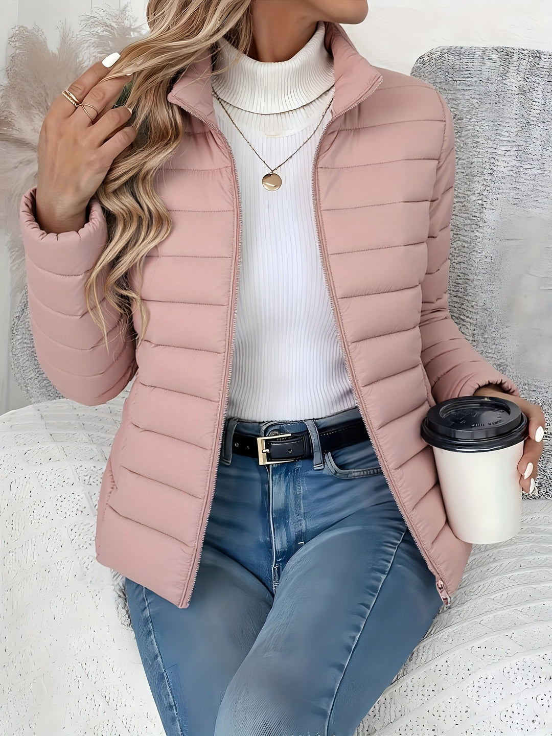 Women's Stand Up Collar Puffer Jacket | Winter
