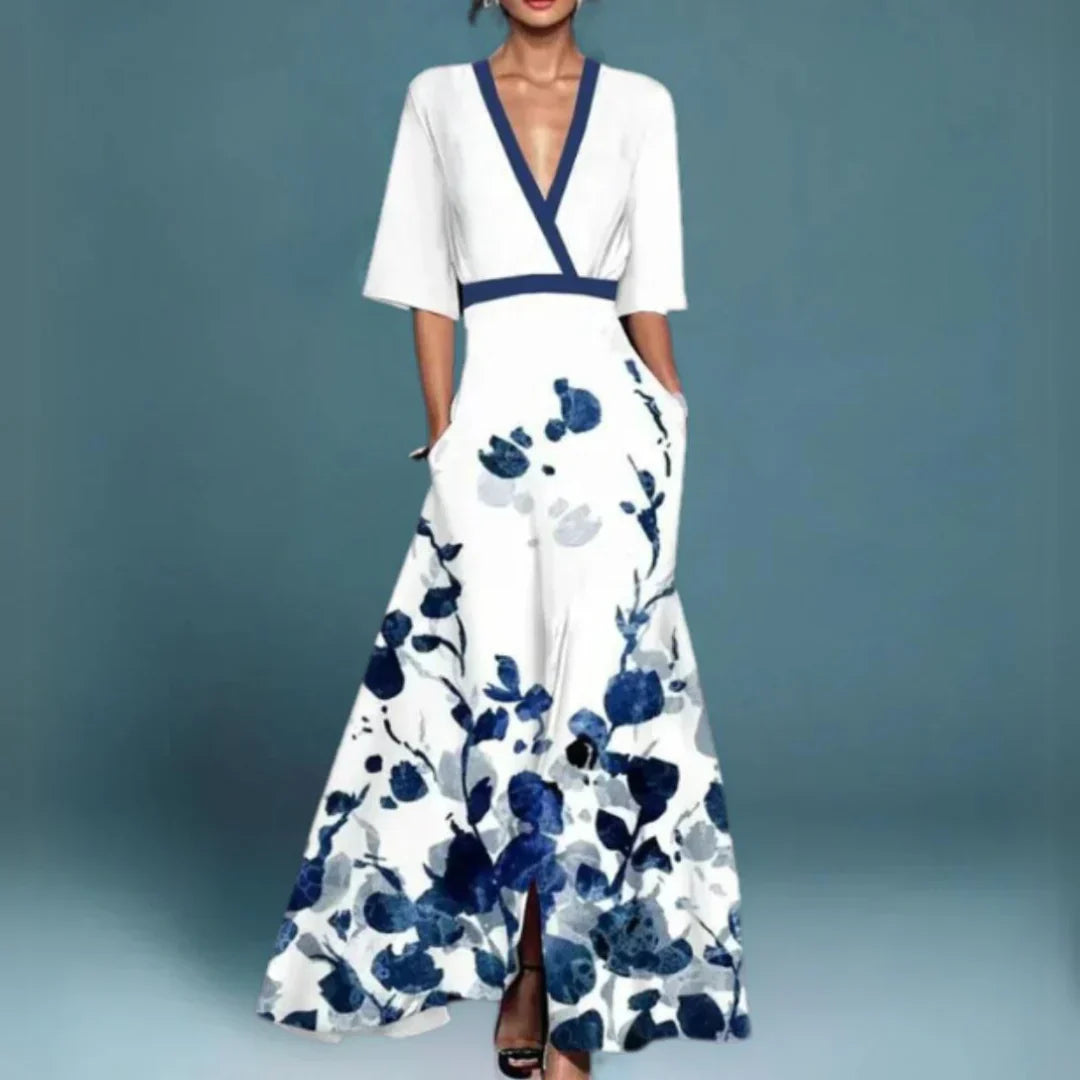 Women's Elegant Spring Floral Wedding Guest Dress | Maxi
