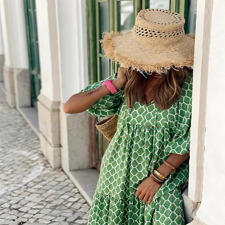 Women's Elegant Boho V-Neck Beach Dress | Maxi